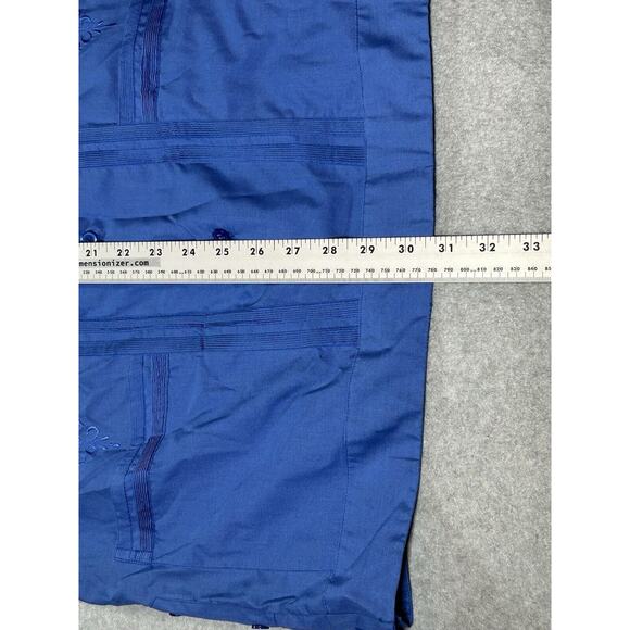 Guayaberas Abdala Dress Shirt Mens 38 (Large) Blue Short Sleeve Embroidered - Picture 4 of 9